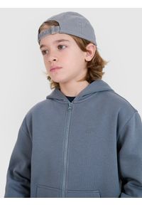 4f - 4F Bluza dresowa rozpinana z kapturem chłopięca - szara 152 (11-12 lat). Okazja: na co dzień. Typ kołnierza: kaptur. Kolor: szary. Materiał: dresówka. Wzór: gładki, ze splotem. Sezon: lato. Styl: casual, sportowy #1