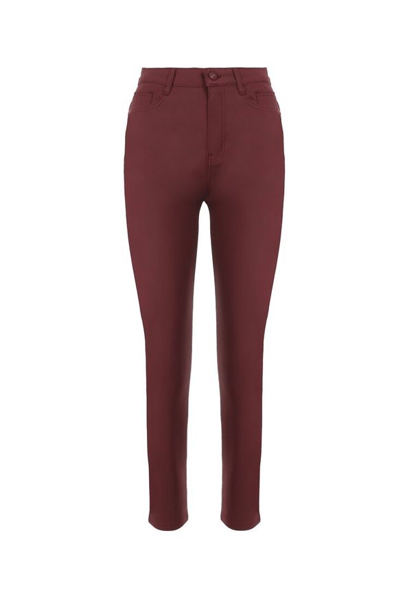 Born2be - Ciemnobordowe Spodnie Push-Up Harminca. Kolekcja: plus size. Kolor: czerwony
