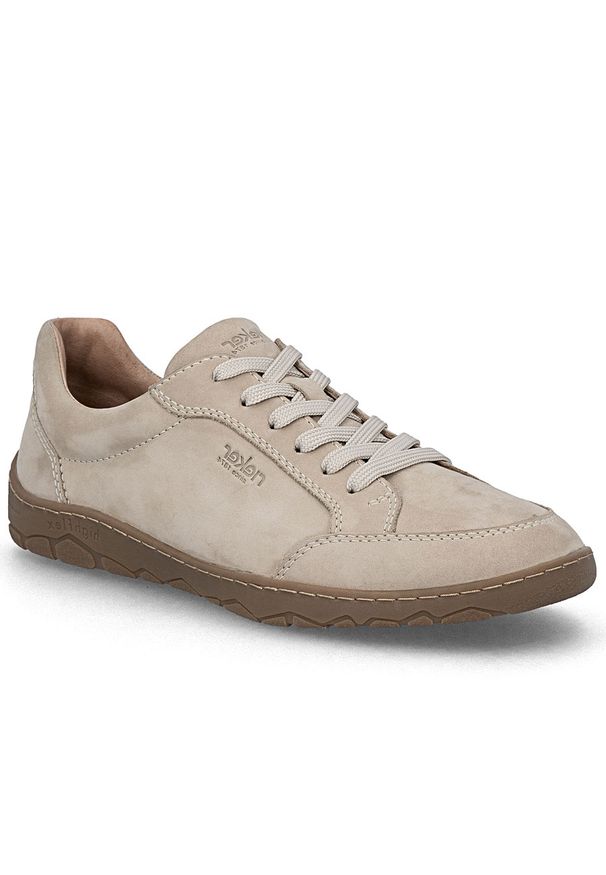 Skórzane półbuty męskie zamszowe beżowe Rieker 08300-62. Kolor: beżowy. Materiał: skóra