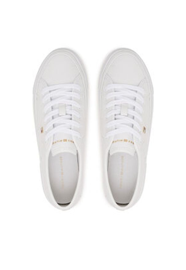 TOMMY HILFIGER - Tommy Hilfiger Sneakersy Platform Vulc Piping Ltr FW0FW09393 Biały. Kolor: biały. Materiał: skóra. Obcas: na platformie