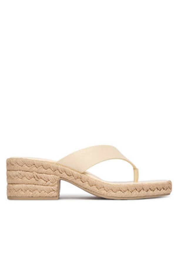 Calvin Klein Japonki Block Heel Espa 50 Thong Lth HW0HW02902 Beżowy. Kolor: beżowy. Materiał: skóra