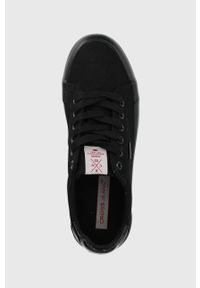 Cross Jeans tenisówki damskie kolor czarny. Nosek buta: okrągły. Zapięcie: sznurówki. Kolor: czarny. Materiał: guma