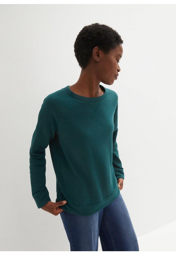 bonprix - Bluza dresowa. Kolor: niebieski. Materiał: poliester, dresówka