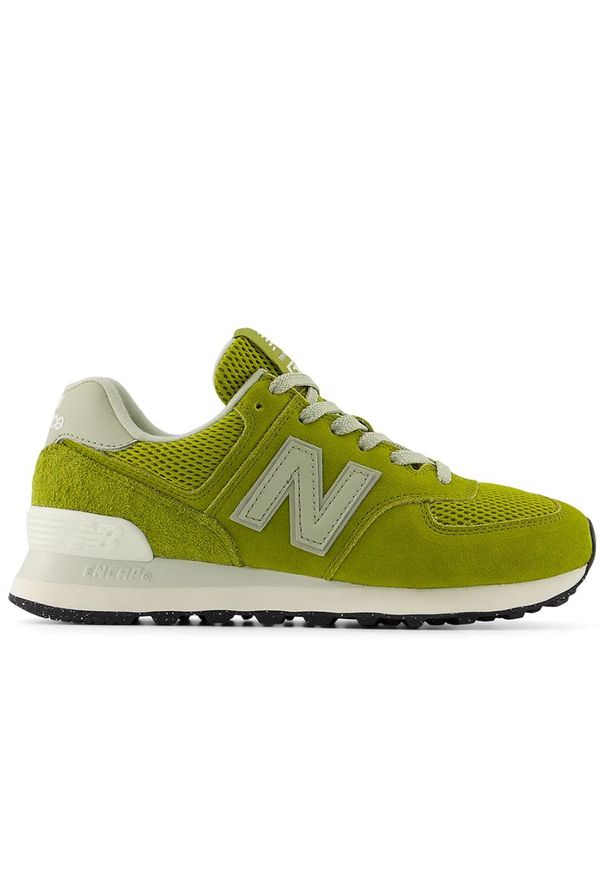 Buty damskie New Balance W5748WV - zielone. Kolor: zielony. Materiał: zamsz, guma, skóra, tworzywo sztuczne. Szerokość cholewki: normalna. Model: New Balance 574