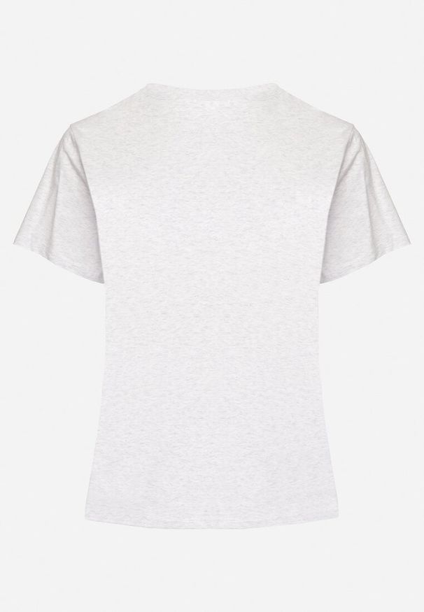 Born2be - Jasnoszary Bawełniany Klasyczny T-shirt Oltebia. Okazja: na co dzień. Kolor: szary. Materiał: bawełna. Styl: klasyczny