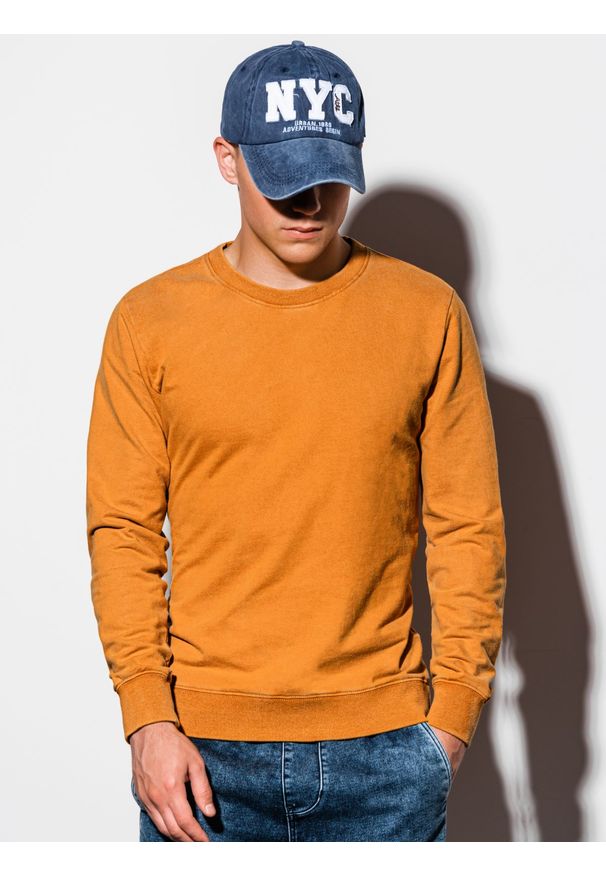 Pomarańczowa bluza Ombre Clothing klasyczna, bez kaptura