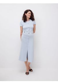 Reserved - Dzianinowa sukienka maxi - jasnoniebieski. Kolor: niebieski. Materiał: dzianina. Typ sukienki: proste. Długość: maxi #1