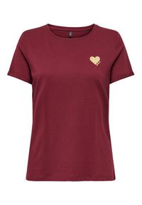 only - ONLY T-Shirt Kita 15244714 Bordowy Regular Fit. Kolor: czerwony. Materiał: bawełna #7
