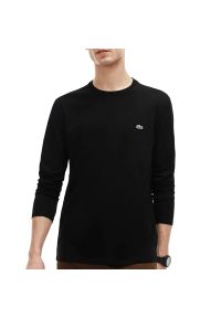 Koszulka Lacoste TH6712-031 - czarna. Kolor: czarny. Materiał: bawełna. Długość rękawa: długi rękaw. Długość: długie. Sezon: wiosna, zima