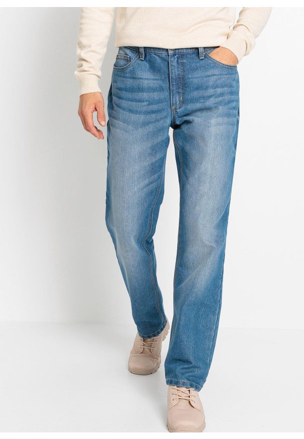 bonprix - Dżinsy regular fit ze stretchem, straight. Kolor: niebieski