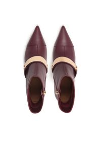 Kazar - Bordowe botki ze skóry licowej z efektowną metalową ozdobą. Zapięcie: pasek. Kolor: czerwony. Materiał: skóra. Szerokość cholewki: normalna. Wzór: aplikacja. Obcas: na obcasie. Styl: klasyczny. Wysokość obcasa: średni #3