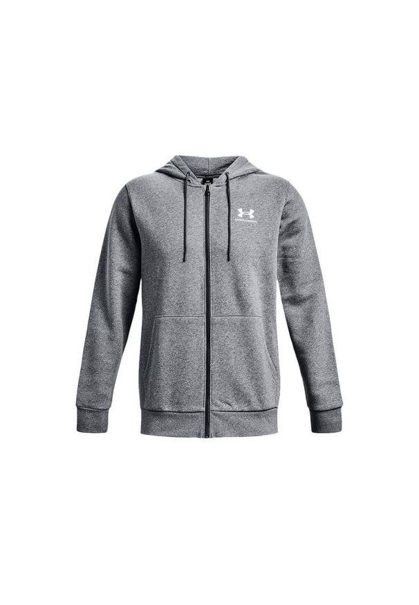 Bluza z kapturem z pełnym zamkiem błyskawicznym Under Armour Essential Fleece. Typ kołnierza: kaptur. Kolor: szary, biały, wielokolorowy. Materiał: poliester, bawełna. Sport: bieganie