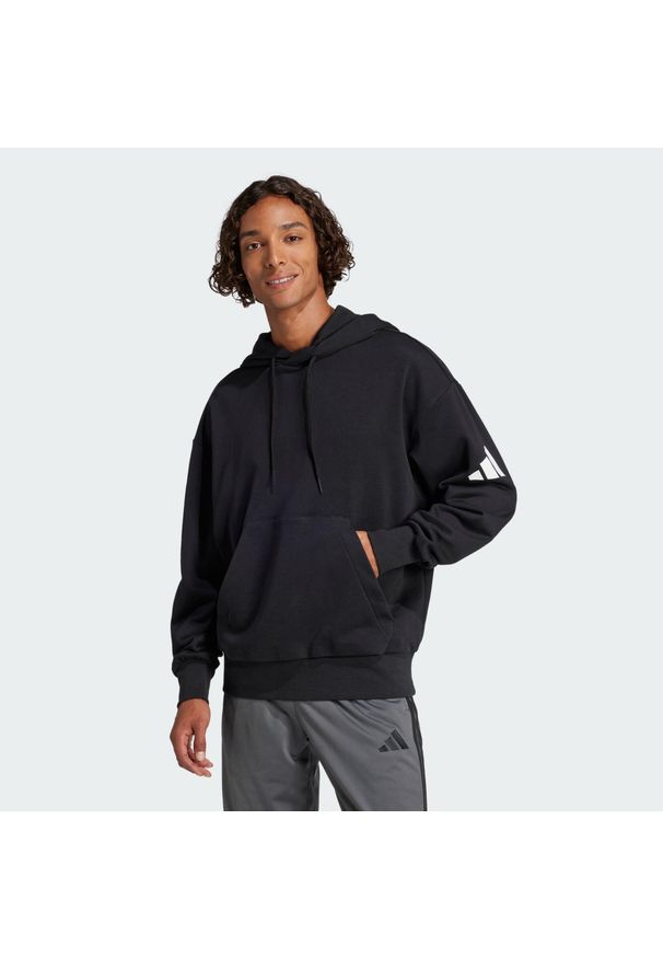 Adidas - Bluza z kapturem Essentials Loose-Fit 3 Bar Logo French Terry. Typ kołnierza: kaptur. Kolor: biały, wielokolorowy, czarny. Materiał: materiał