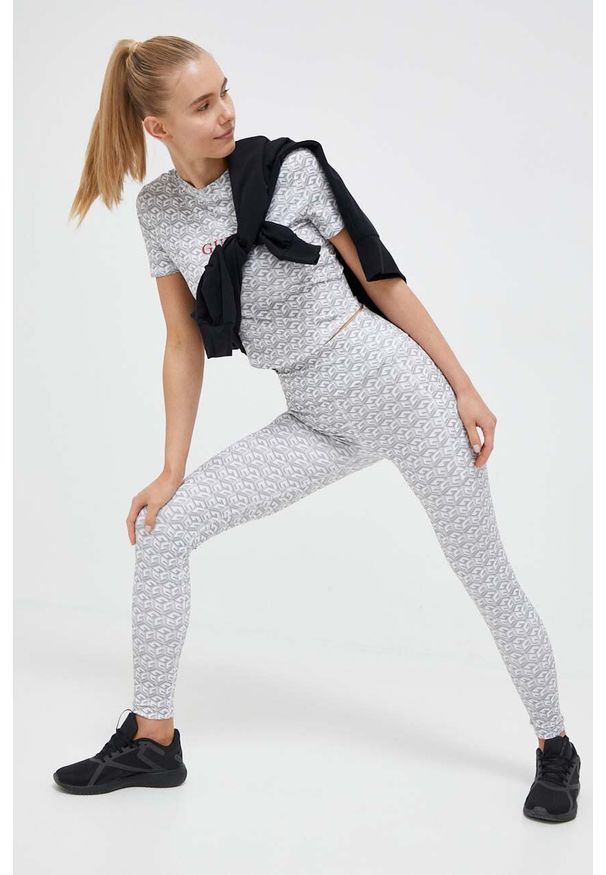 Guess legginsy damskie kolor zielony wzorzyste. Stan: podwyższony. Kolor: zielony. Materiał: dzianina