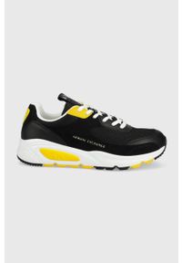 Armani Exchange buty kolor czarny. Nosek buta: okrągły. Zapięcie: sznurówki. Kolor: czarny. Materiał: guma