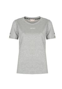 Liu Jo - Liu-Jo T-Shirt | TA3173 J6101 | Kobieta | Szary, Srebrny. Kolor: wielokolorowy, srebrny, szary. Materiał: poliester, elastan, wiskoza. Długość rękawa: krótki rękaw. Długość: krótkie. Wzór: nadruk, aplikacja #6