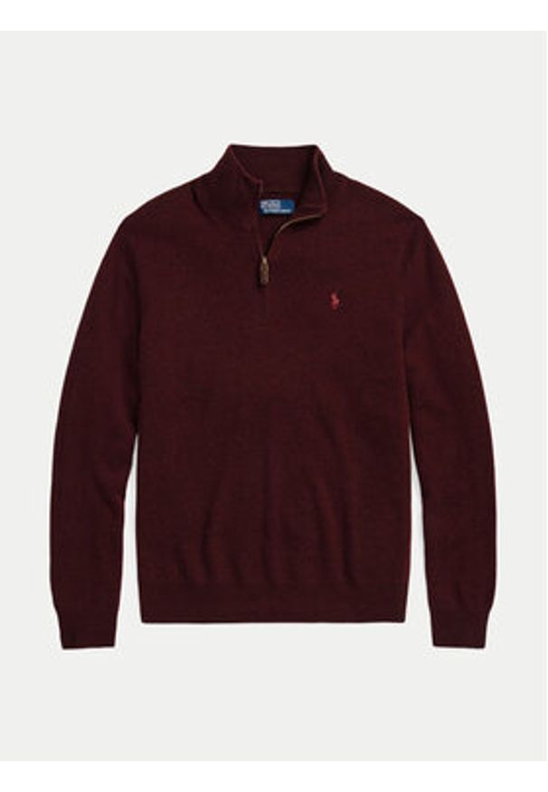 Polo Ralph Lauren Sweter 710876756008 Bordowy Regular Fit. Typ kołnierza: polo. Kolor: czerwony. Materiał: wełna