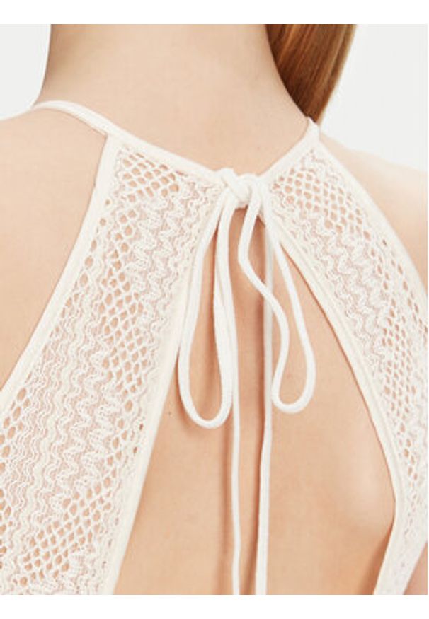 Guess Sukienka koktajlowa W5GK66 KCT80 Beżowy Slim Fit. Kolor: beżowy. Materiał: bawełna, syntetyk. Styl: wizytowy