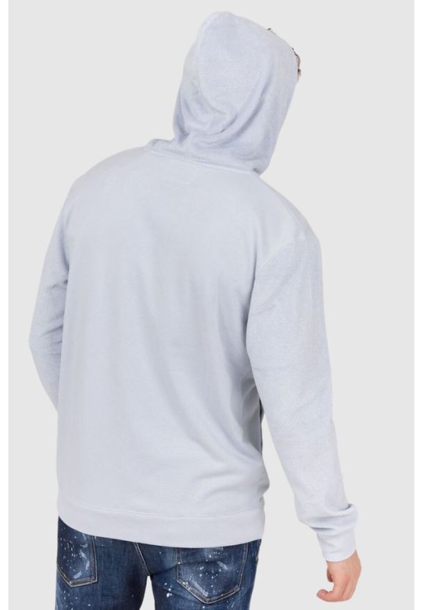 Guess - GUESS Błękitna bluza męska z kapturem z frotte, Rozmiar XL. Typ kołnierza: kaptur. Kolor: niebieski