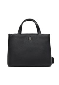 TOMMY HILFIGER - Tommy Hilfiger Torebka Th Essential Sc Satchel AW0AW15721 Czarny. Kolor: czarny. Materiał: skórzane