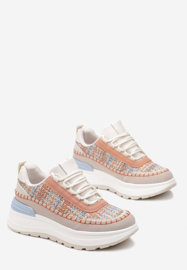 Born2be - Pomarańczowe Sneakersy na Grubej Podeszwie Rakitia. Kolor: beżowy. Materiał: jeans