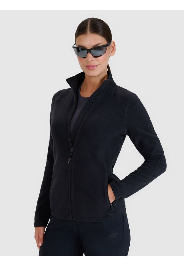 4f - 4F Polar ze stójką trekkingowy damski - czarny XS. Typ kołnierza: kołnierzyk stójkowy. Kolor: czarny. Materiał: polar. Długość rękawa: raglanowy rękaw. Wzór: gładki. Sezon: zima. Sport: narciarstwo, turystyka piesza, wspinaczka, snowboard