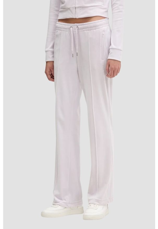 Juicy Couture - JUICY COUTURE Różowe spodnie dresowe z cyrkoniami Tina, Rozmiar XS. Kolor: różowy. Materiał: dresówka