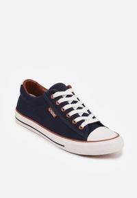 Born2be - Granatowe Klasyczne Trampki do Kostki z Lamówką przy Podeszwie Kasiope. Okazja: na co dzień. Kolor: niebieski. Materiał: jeans. Styl: klasyczny #4