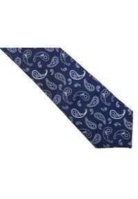 Modini - Granatowy krawat męski w paisley C23. Kolor: niebieski. Materiał: mikrofibra, tkanina. Wzór: paisley #1