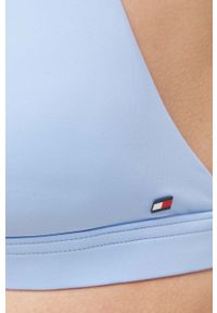 TOMMY HILFIGER - Tommy Hilfiger biustonosz kąpielowy kolor niebieski lekko usztywniona miseczka. Kolor: niebieski. Materiał: materiał #3