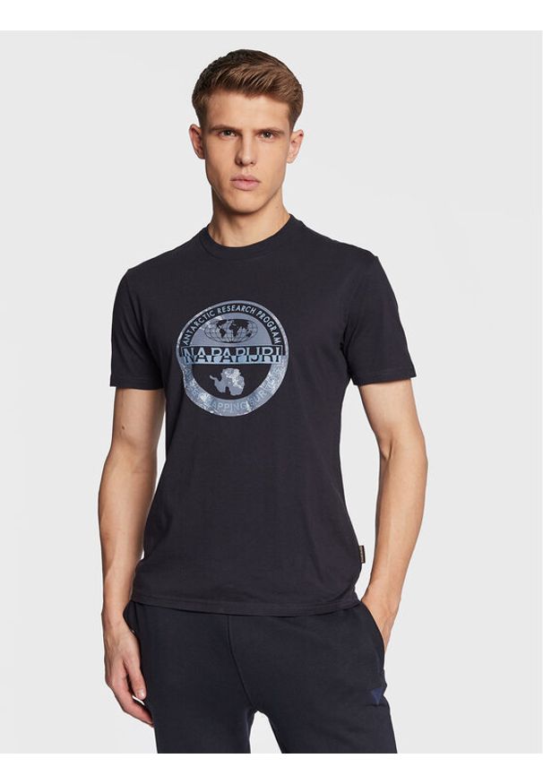 Napapijri T-Shirt S-Bollo NP0A4H9K Granatowy Regular Fit. Kolor: niebieski. Materiał: bawełna