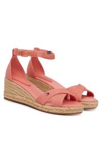 TOMMY HILFIGER - Tommy Hilfiger Espadryle Hemp Crossover Strap Wedge Espadrilles FW0FW09332 Różowy. Kolor: różowy. Materiał: materiał #2