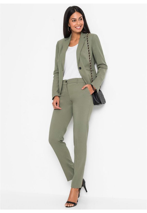 bonprix - Żakiet, petite. Kolekcja: petite. Kolor: zielony. Długość: krótkie. Styl: elegancki