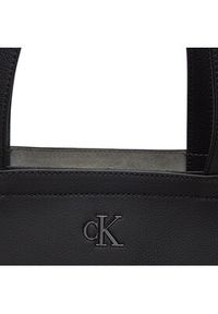 Calvin Klein Jeans Torebka Minimal Monogram Slim K60K612236 Czarny. Kolor: czarny. Materiał: skórzane