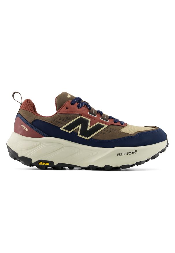 Buty męskie New Balance Fresh Foam X Hierro Trek MHIET5D9 – brązowe. Kolor: brązowy. Materiał: zamsz. Szerokość cholewki: normalna. Sport: fitness, bieganie, turystyka piesza