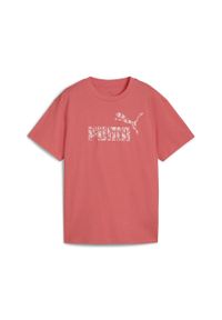 Puma - Młodzieżowa koszulka Essentials Animal Logo Infill PUMA Peach Frost Red. Kolor: czerwony. Materiał: prążkowany