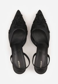 Born2be - Czarne Szpilki VICES z Odkrytą Piętą z Bogato Zdobionym Noskiem z Koralikami Daphironei. Okazja: na co dzień, do pracy, na spotkanie biznesowe. Kolor: czarny. Materiał: jeans. Wzór: aplikacja. Obcas: na szpilce. Styl: klasyczny, casual, biznesowy, elegancki #9