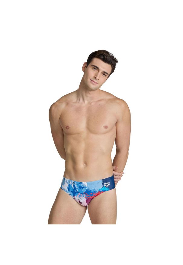 Kąpielówki męskie slipy kąpielowe treningowe na basen Arena Waves. Kolor: czerwony, niebieski, wielokolorowy