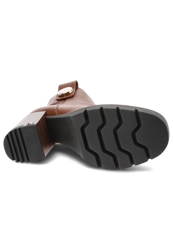 CheBello - Brązowe Botki Chebello Eleganckie Skórzane Buty Na Obcasie. Kolor: brązowy. Materiał: skóra. Obcas: na obcasie. Styl: elegancki. Wysokość obcasa: średni