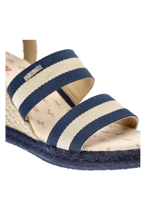 Big-Star - Beżowe Sandały Big Star Stylowe Espadryle Damskie. Kolor: beżowy. Materiał: materiał. Szerokość cholewki: normalna. Wzór: aplikacja. Styl: elegancki