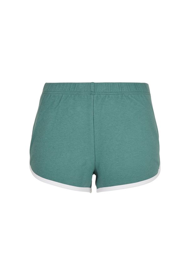 Szorty damskie Urban Classics organic interlock retro hotpants (duże rozmiary). Kolor: biały, wielokolorowy, zielony. Materiał: bawełna. Długość: krótkie