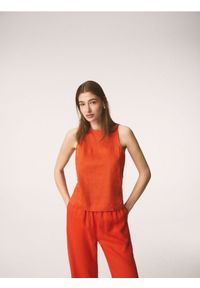 Reserved - Lniana bluzka - pomarańczowy. Kolor: pomarańczowy. Materiał: len #1