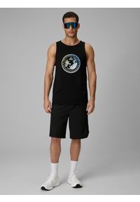 4f - 4F Koszulka bez rękawów regular z nadrukiem męska - czarna XXL. Kolor: czarny. Materiał: dzianina, bawełna. Długość rękawa: bez rękawów. Wzór: nadruk. Sezon: lato #2