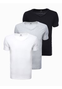 Ombre Clothing - Zestaw koszulek bawełnianych - mix 3-pak Z29 V11 - XXL. Kolor: szary. Materiał: bawełna