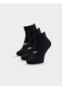 4f - 4F Skarpetki długie (3-pack) męskie - czarne 39-42. Kolor: czarny. Materiał: dzianina, bawełna, skóra, materiał. Wzór: prążki. Sport: fitness, turystyka piesza #1