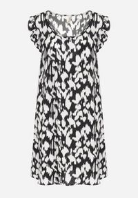 Born2be - Czarna Sukienka z Bawełny o Rozkloszowanym Kroju z Falbankami Zamiast Rękawów Jenalinea. Okazja: na co dzień. Typ kołnierza: kołnierz z falbankami. Kolor: czarny. Materiał: bawełna. Typ sukienki: rozkloszowane. Styl: elegancki, casual #7