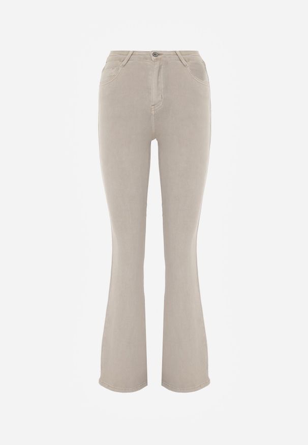 Born2be - Jasnobeżowe Gładkie Jeansy o Fasonie Dzwonów Drenta. Okazja: na co dzień. Stan: podwyższony. Kolekcja: dla wysokich. Kolor: beżowy. Wzór: gładki. Styl: casual, klasyczny, retro