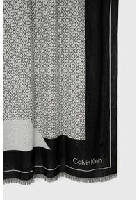 Calvin Klein szalik damski kolor czarny wzorzysty. Kolor: czarny #2