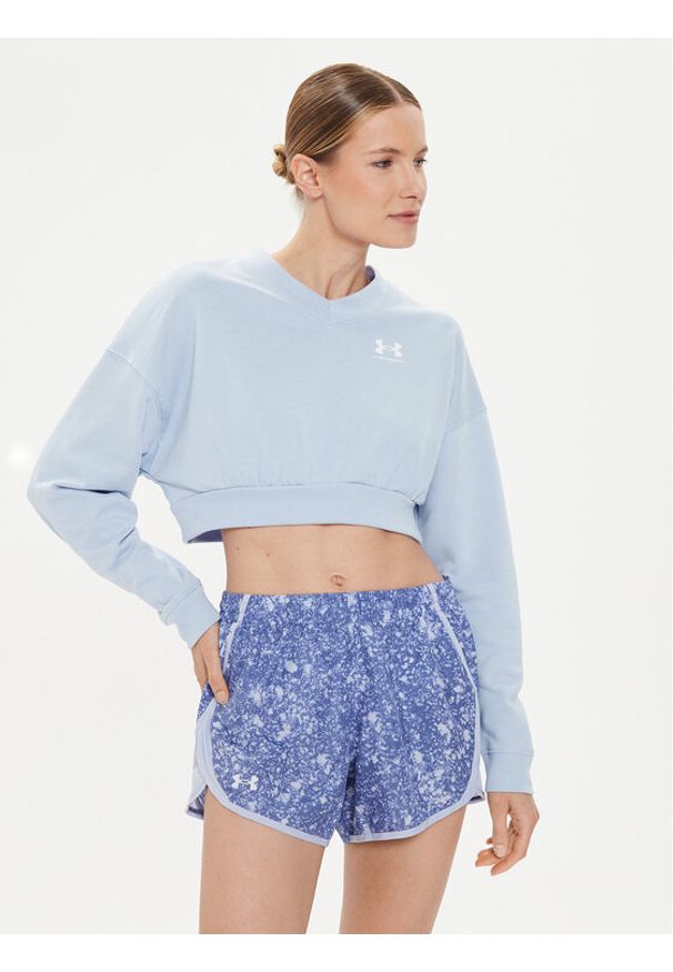 Under Armour Bluza Ua Rival Terry Os Crop Crw 1382738-539 Niebieski Loose Fit. Kolor: niebieski. Materiał: bawełna