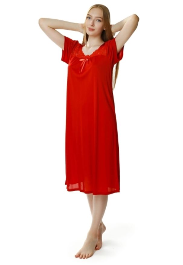 MEWA Lingerie - Kobieca koszula nocna Berenika. Materiał: jedwab, wiskoza, poliamid, materiał, koronka, dzianina. Długość: krótkie. Wzór: koronka